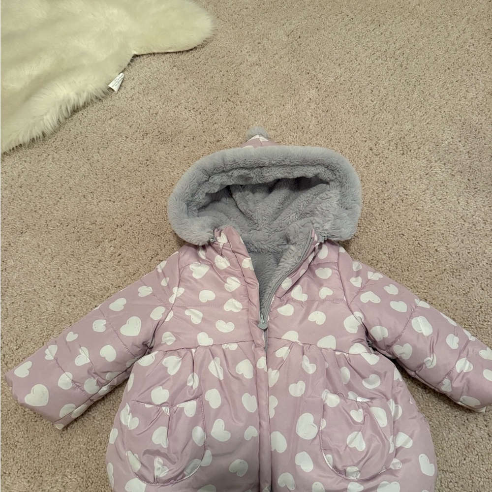 Mayoral Pink Heart Puffer Jacket with Hood
